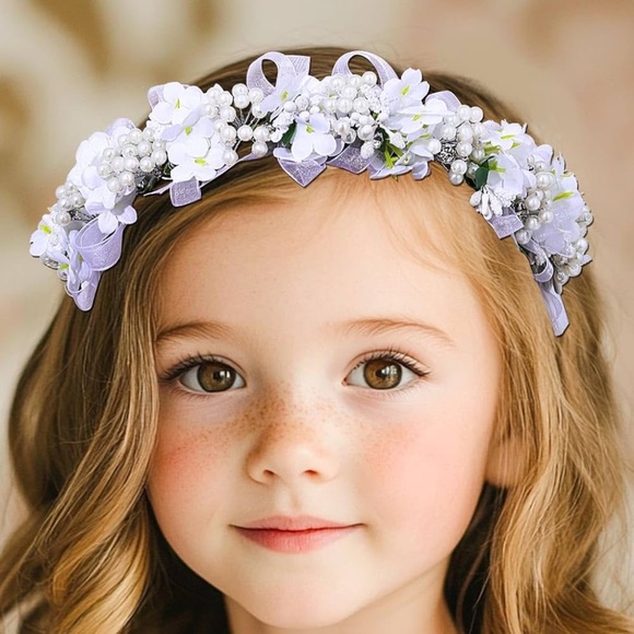 Girls Headpiece Flower Headbands Rhinestone Crystal ForCommunion Bridal Birthday - Picture 1 of 10